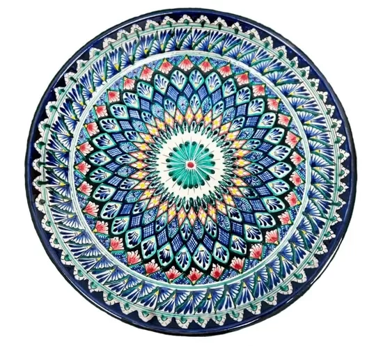 UZBEKI PLATE Lyagan 30 cm Mehrob blue