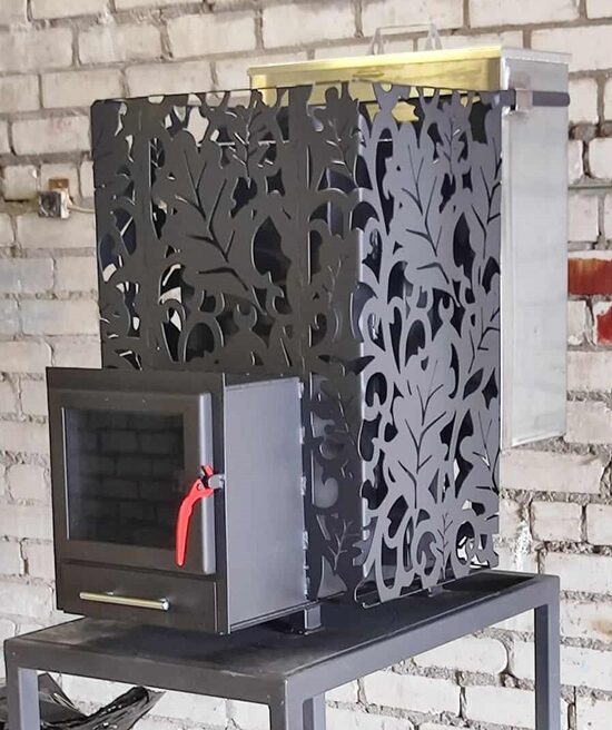 Sauna stove OAK with stainless steel water tank 60L and glass door
