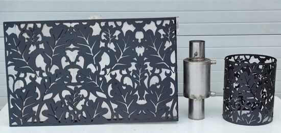 Комплект: бак для воды из нержавеющей стали 150 л, теплообменник, сетка для дымохода