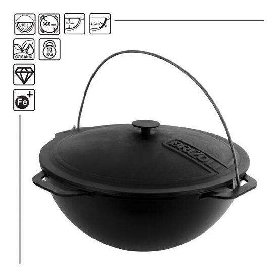 Cast iron cauldron 10L