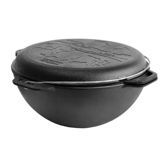 Asian cast iron cauldron with cast iron frying pan lid 12 L TM "BRIZOLL" 400 mm